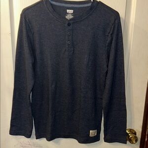 Levi's Boys Size XL 14-16 Navy Thermal Henley Tee Shirt Long Sleeve